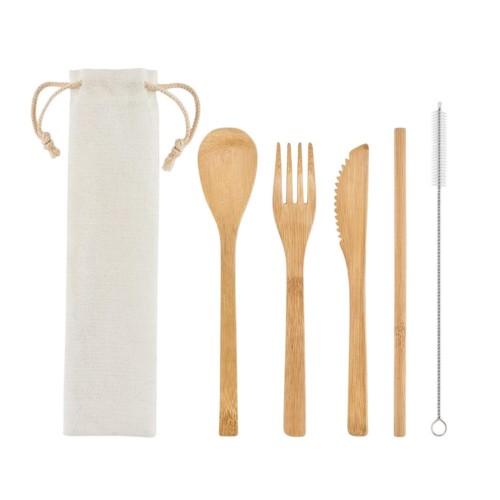 MidOcean Setstraw Bamboo Straw Cutlery Set (Pack of 5)