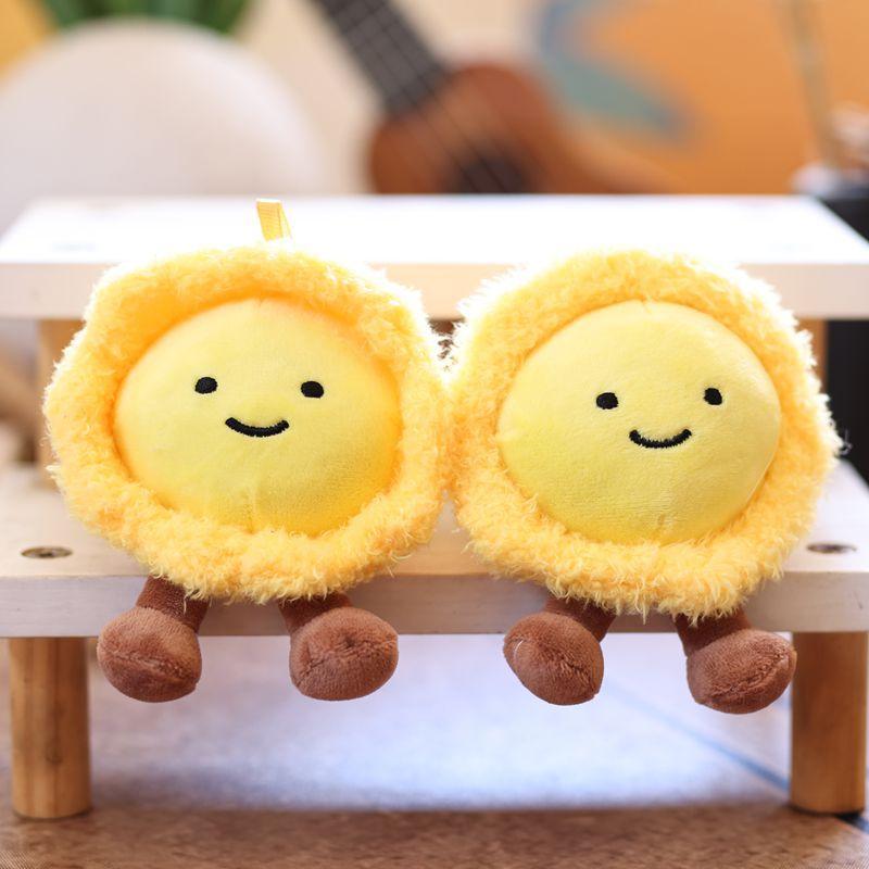 Kawaii Plush Egg Tart Keychain Sunflower Pendant Creative Plushie Toy Figurines Novel Bag Accessories Cute Gift for Women