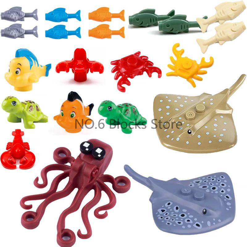 MOC Animali Blocchi da Costruzione Zoo della Foresta Tigre dai Denti a Sciabola Orso Alce Elefante Aquila Squalo Scimmia Leone Giocattolo Mini Mattoncino Regalo per Bambino S09