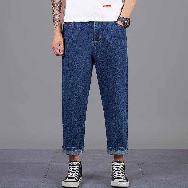 

Весенне-осенние брюки гаремы для мужчин свободного кроя, больших размеров, стрейч, укороченной длины, широкие повседневные брюки 28 темно-синий