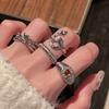 High-End Medieval Brushed Open Ring, Snake Ring, Personalized Diamond-Set Niche Design Accessories