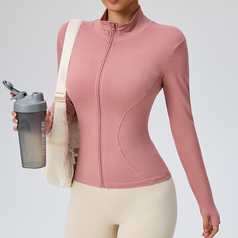 Summer Women's Sun Protection Jacket with Stand-up Collar Waist-Cinching Slim-Fit Long Sleeve Cardigan Yoga Top