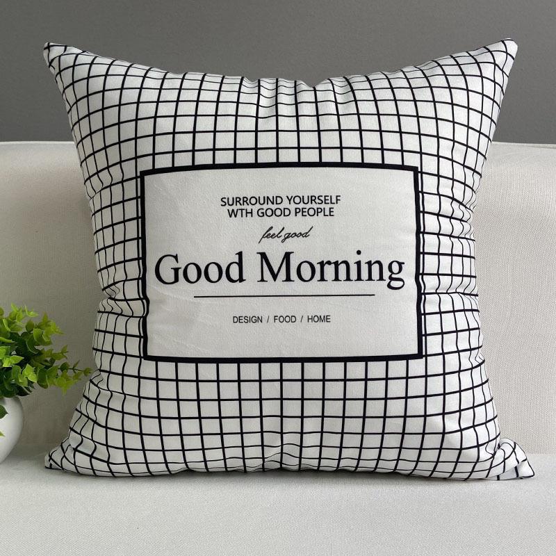 Nordic People Resemble Checkered Digital Printing Short Plush Pillow Covers For Car Sofa Office Cushion Cover Home Goods