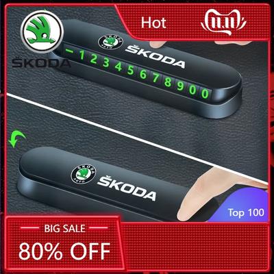 Car Sticker 2025 New Car Temporary Stop Sign Parking Card Telephone Number Card Plate for Skoda Octavia A5 A7 RS Fabia Superb Ac