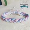 Bracelet réglable tissé à la main en coton et lin coloré pour hommes et femmes