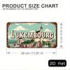 Hisun Tin Sign HD Aluminum Metal Sign Luxembourg Vintage License Plate Style Wall Decor Retro Castle Landscape Distressed Design Tin Poster f