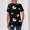 Women's Halloween Printed V-Neck Short Sleeve T-Shirt with Pocket, Loose Fit