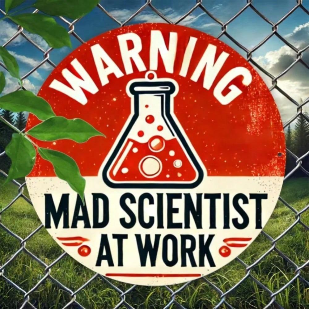 Mad Scientist Metal Sign Retro Lab Warning Iron Wall Art Home Decor Halloween