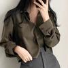 Korean Retro Stylish Women's Single-Breasted Lapel Shirt