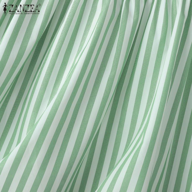 ZANZEA Bluză casual de damă cu gât pătrat, mâneci trei sferturi și croială lejeră cu dungi