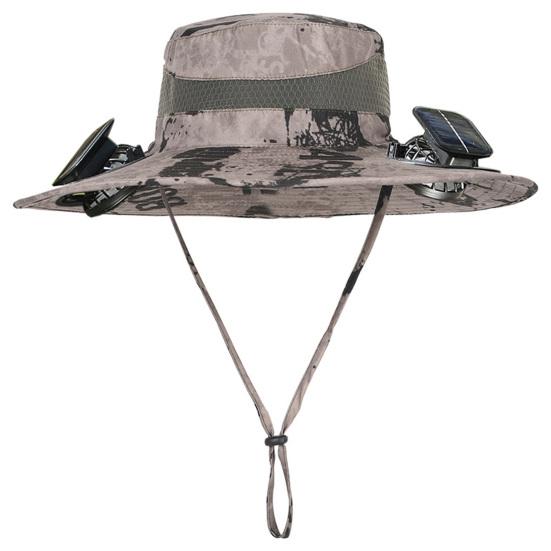 Solární klobouk s ventilátorem a širokým okrajem, ventilátory s duálním napájením, baterie 800 mAh, venkovní rybářský klobouk pro turistiku, cyklistiku, rybaření