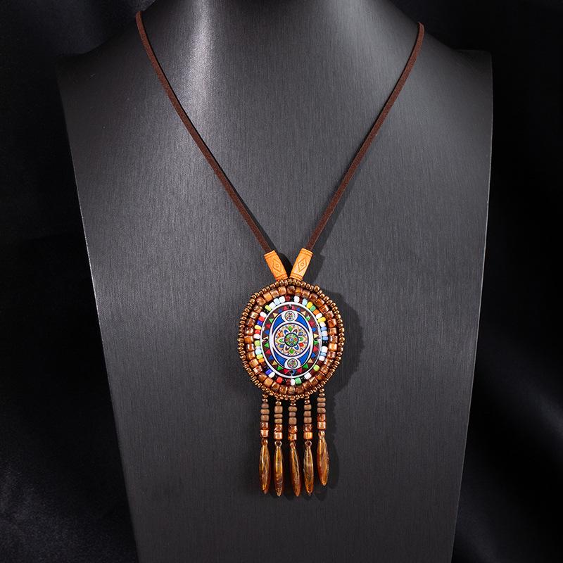 Bohemian Retro Ethnic Tassel Necklace - Unisex Long Pendant Chain Charm