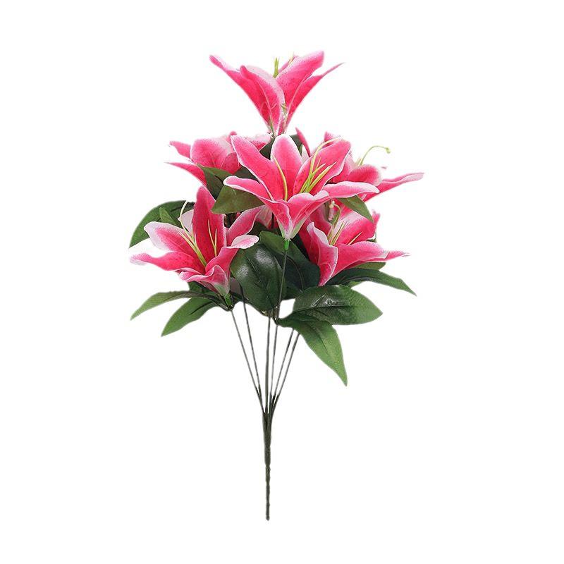 Multi-Headed Faux Lily Silk Flower Bouquets for Indoor Floral Arrangements