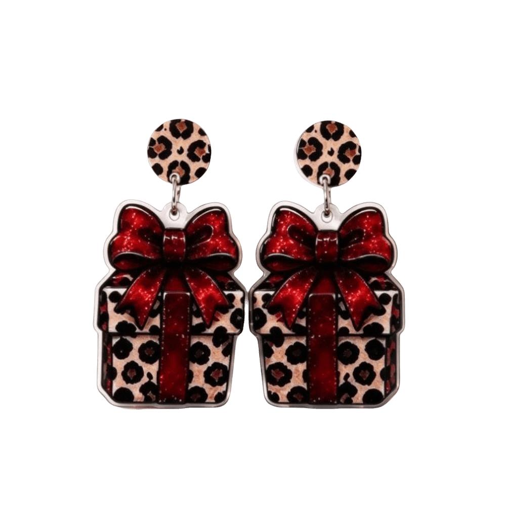 2D Flat Acrylic Christmas Earrings Snowman Ladies' Ear Jewelry Leopard Pendant Earrings Party