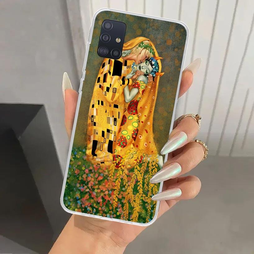 Kiss by Gustav Klimt Desig Phone Case for Samsung Galaxy A52 A32 A22 A12 A02S A50S A30S A10S Note 20 Ultra 10 Plus S10 A31 A20 A