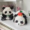 Hua Hua Panda Eating Bamboo Micro Blocks Kit Building Model, Cute Desk Decor & STEM Educational Toy Gift for Kids Animal Lovers
