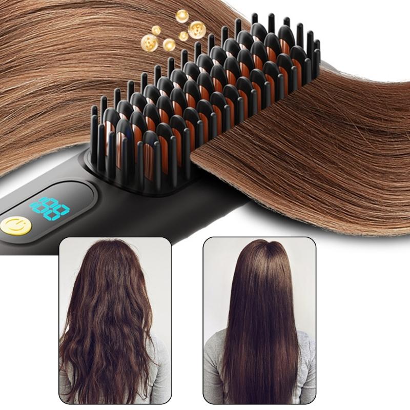 Ionic Charging Hair Styling Comb With Fast Heat Up ABS Materials Anti Burn Shield For Home And Travel Use