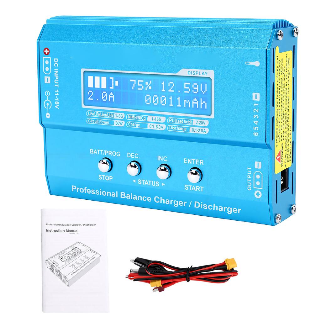 Balance Charger, Digital Battery Charger with LCD Display, Supports LiPo LiHV LiFe NiMH NiCd AGM Batteries