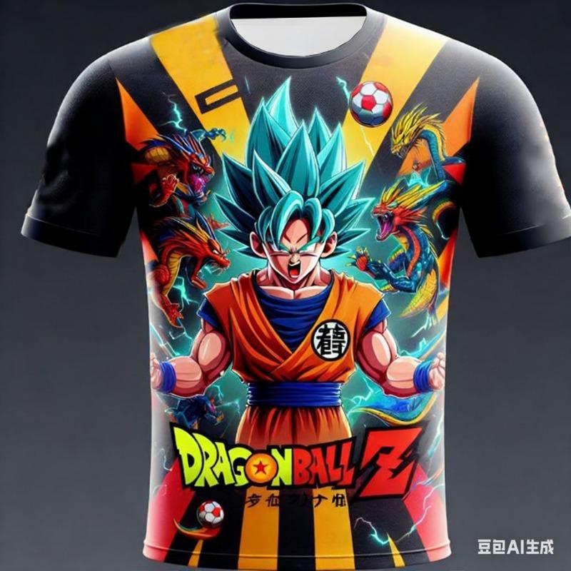 2026 Summer Dragon Ball  T-Shirt 3D Print Goku Soccer Lightning Oversized Loose Breathable Gym Streetwear Unisex   Adults Kids
