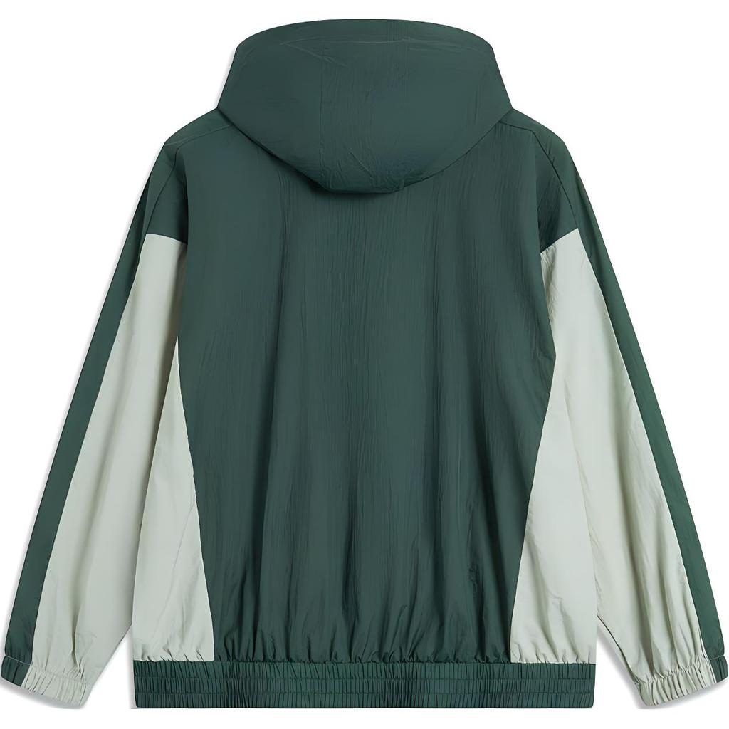 Li Ning Sports Lifestyle Series Casual Minimalist Color Block Hooded Zip Jacket Men Jacket Green AFDU667-2