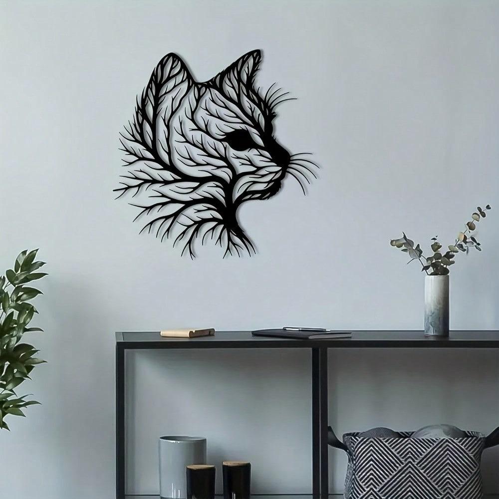 Metallbaum-Silhouette Wanddeko Schwarz Elegant Wohnkunst für Wohnzimmer Schlafzimmer