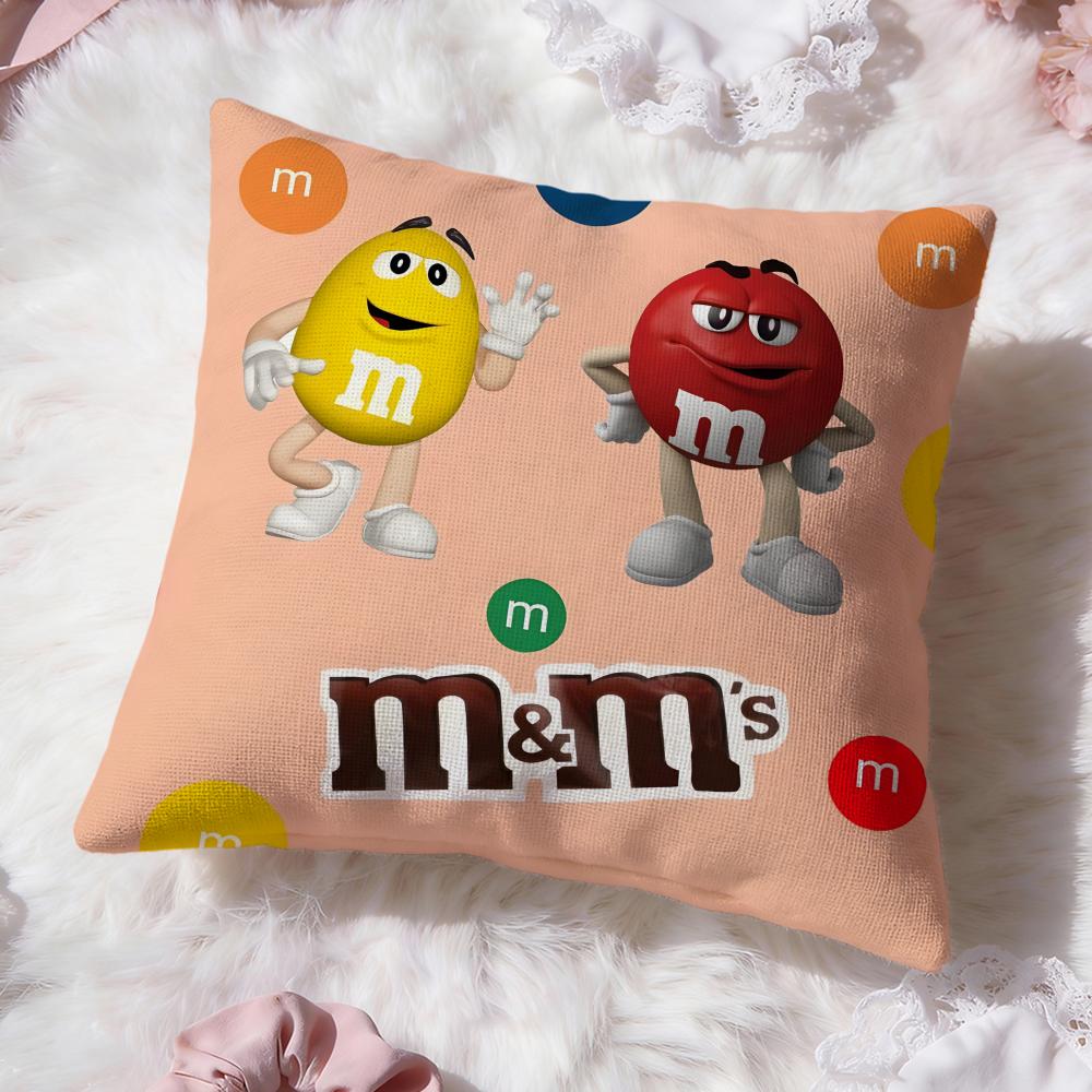 Cute Brand M-M&M'S Cushion Cover Premium Comfort Reversible Pillow Cove -Two In One Design For Any Room & Car Interior
