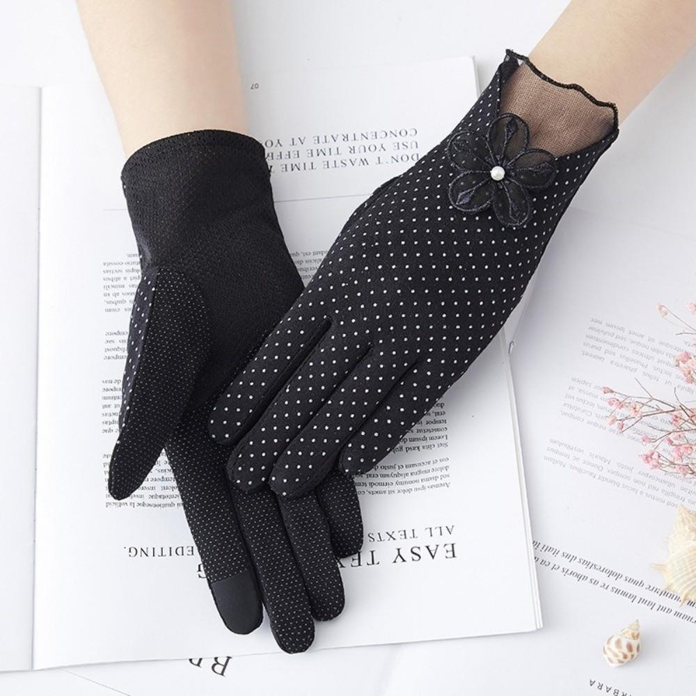 Breathable Touch Screen Gloves Thin Mittens Fashion Sun Protection Gloves Women чёрный