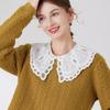 Weißer Baumwoll-Abnehmkragen für Damen Elegante Stickerei Floral Falscher Kragen Süßes Peter Pan Hemd Falscher Kragen Dekorativ