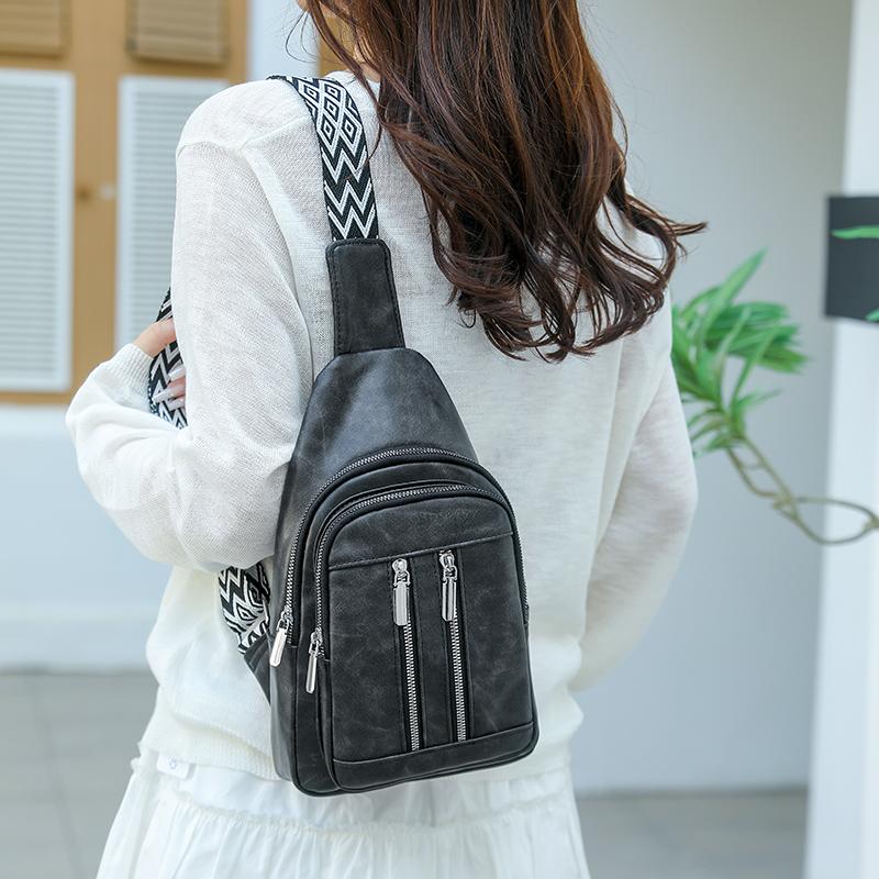 Soft Leather Chest Bag Women Crossbody Bag Large Capacity Shoulder Bag