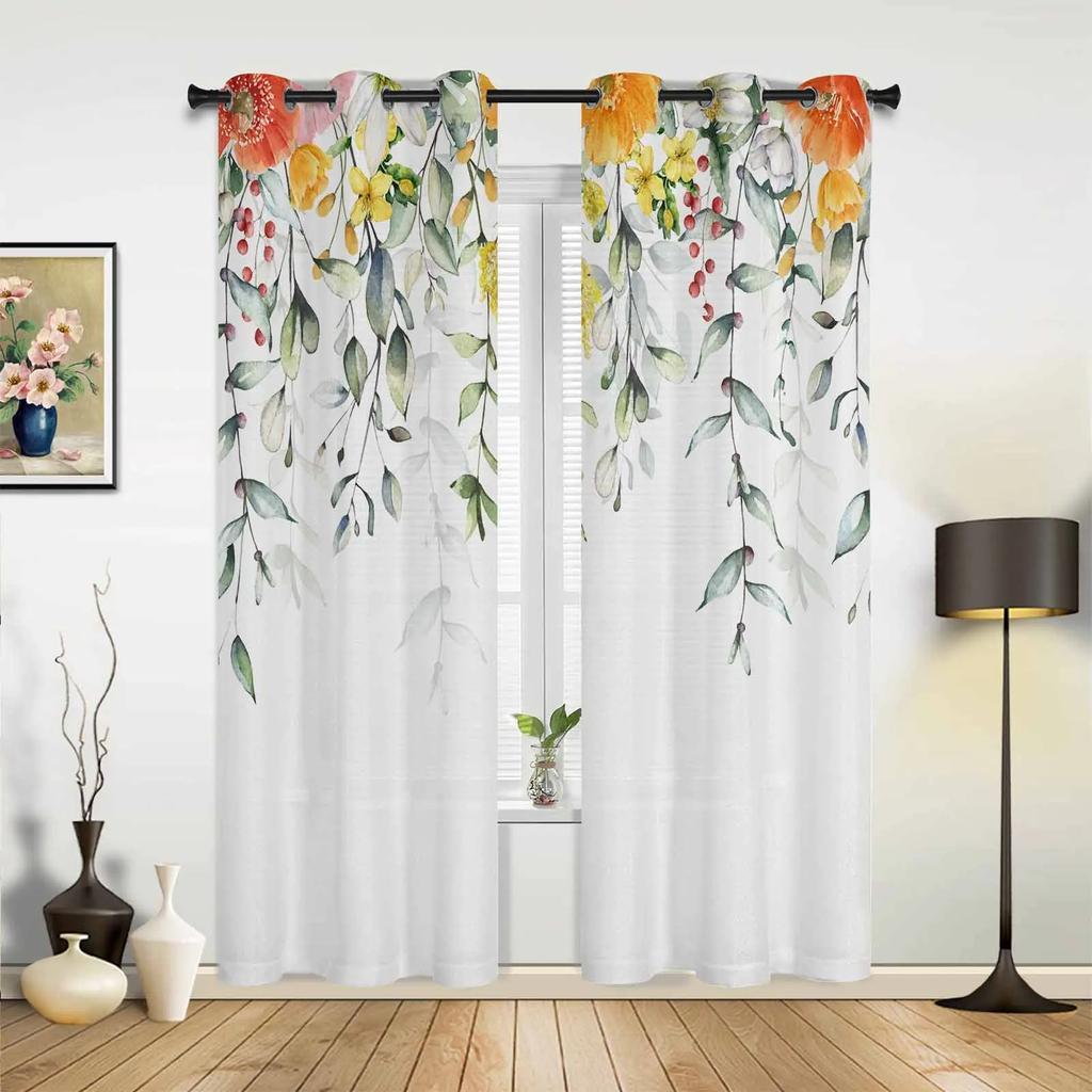 Spring Flower Plant Vanilla Wildflower Curtains for Bedroom Living Room Drapes Kitchen Kid's Room Window Curtain Home Decor