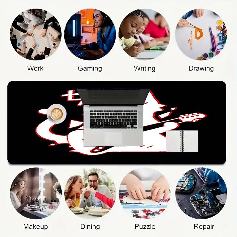 1PC cat guitar Oversized Mouse Pad - Non-Slip Rubber Base Perfect for Office School Esports Home Decor Desk Mat 317A
