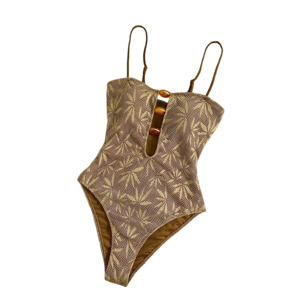 

Hollow Out One Piece Swimsuit Beaded String Women Bathing Suit Bohemian Swimwear Women Swimwear S