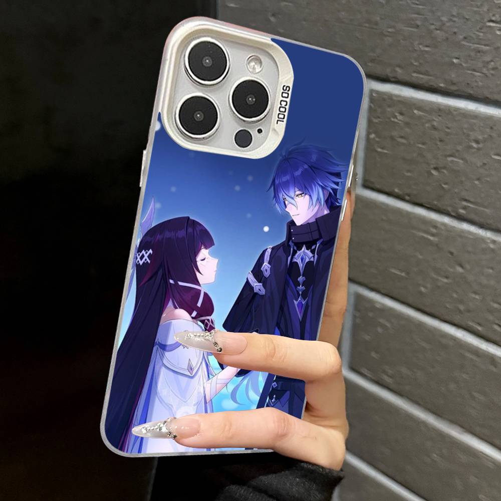 Genshin Impact Flins Columbina Colorful Phone Case Silver Suitable For iPhone 12 11 13 14 15 16 17 Max Pro Plus X XR XS