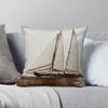 Grote Zeilboot Zeilen Vierkante Kussensloop Polyester Linnen Fluweel Bedrukt Rits Decor Kussensloop Huis Kussenhoes