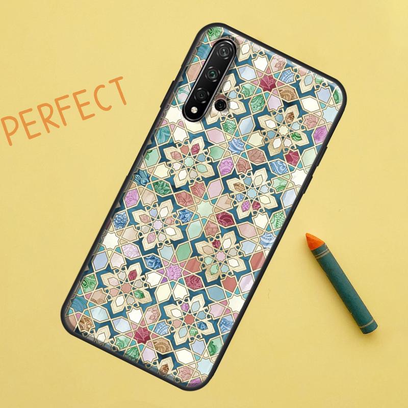 Muted Moroccan Mosaic Tiles For Huawei Nova 12s 11i 7i 8i 12i Y73 Y70 Y90 Y60 Y72 Y61 Y91 9 10 SE P40 Lite P30 Pro Case