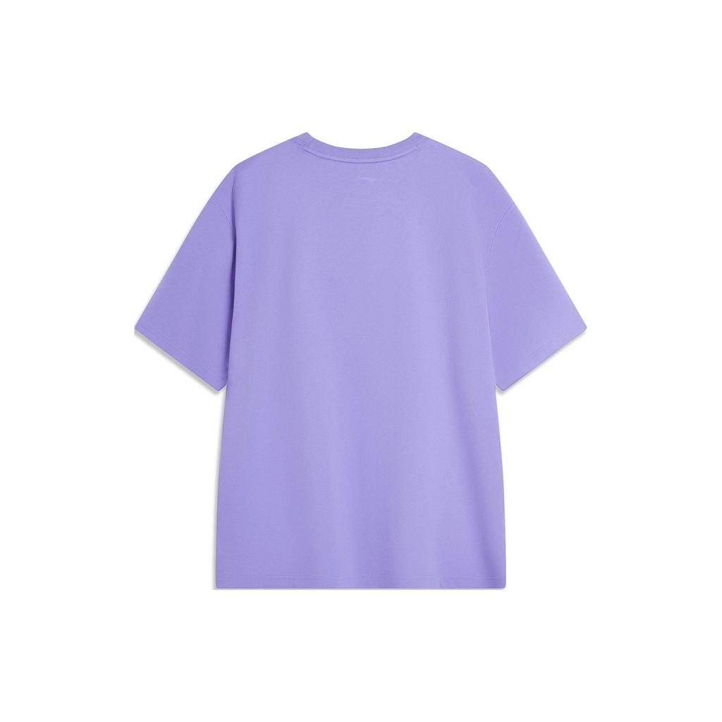 Li-Ning Soft Comfortable Loose Versatile Round Neck Pullover Short Sleeve T-Shirt Unisex Tops Blue Purple AHSU743-13