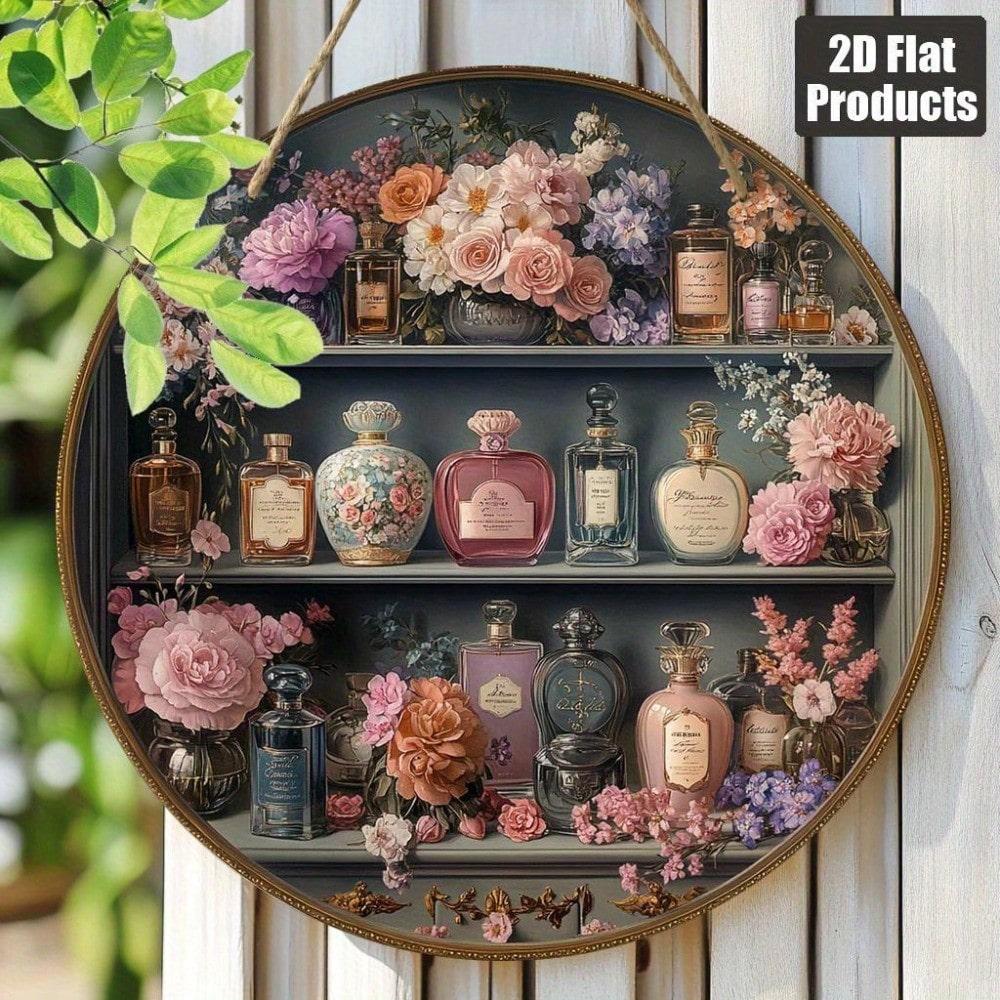 

Iron Wall Art Perfume Bottle Floral Round Home Decor 8x8 Inch 20x20 разноцветный
