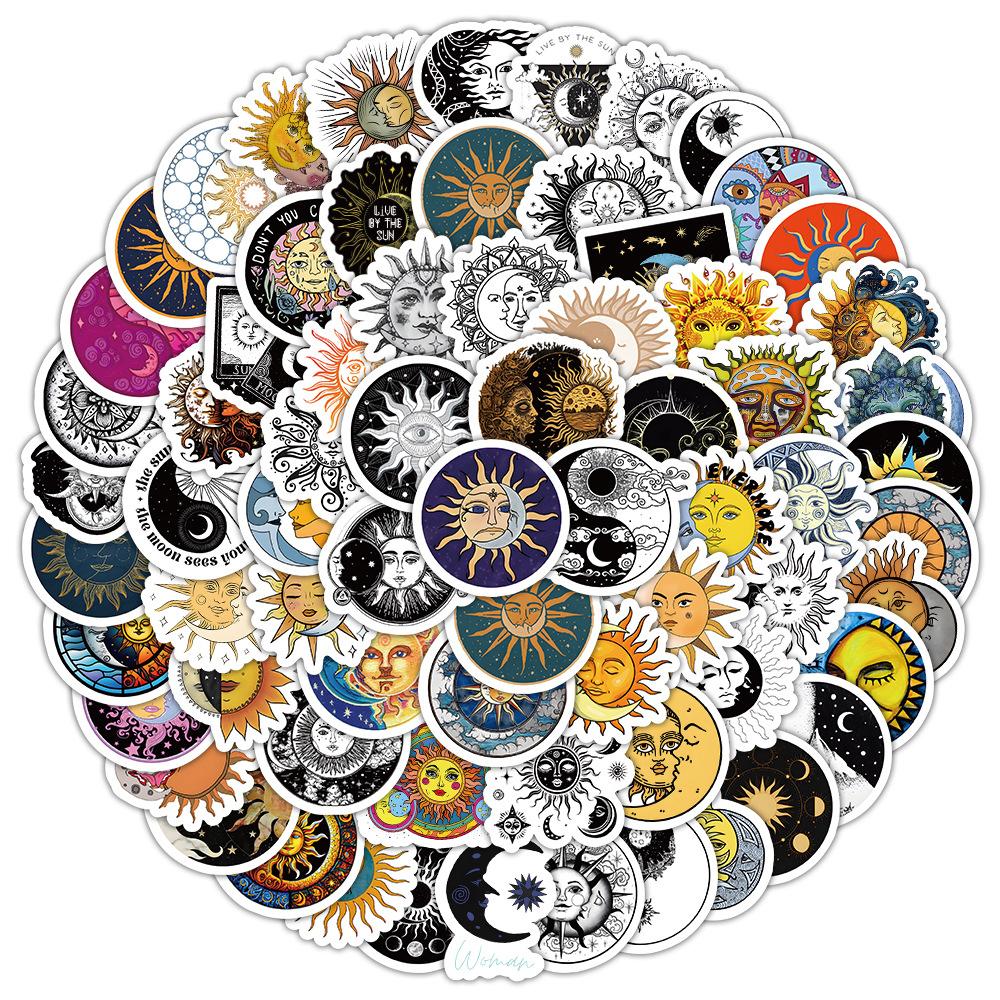 10/30/50/100pcs Aesthetic Moon and Sun Cartoon Graffiti Sticker DIY Laptop Luggage Waterproof Gothic Art Sticker Toys