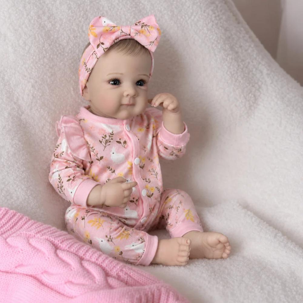 BZDOLL 45 CM Lifelike Full Vinyl Body Reborn Baby Doll 18 Inch Real-Look Design with 3D-Skin Fashion Birthday Gift for Girls