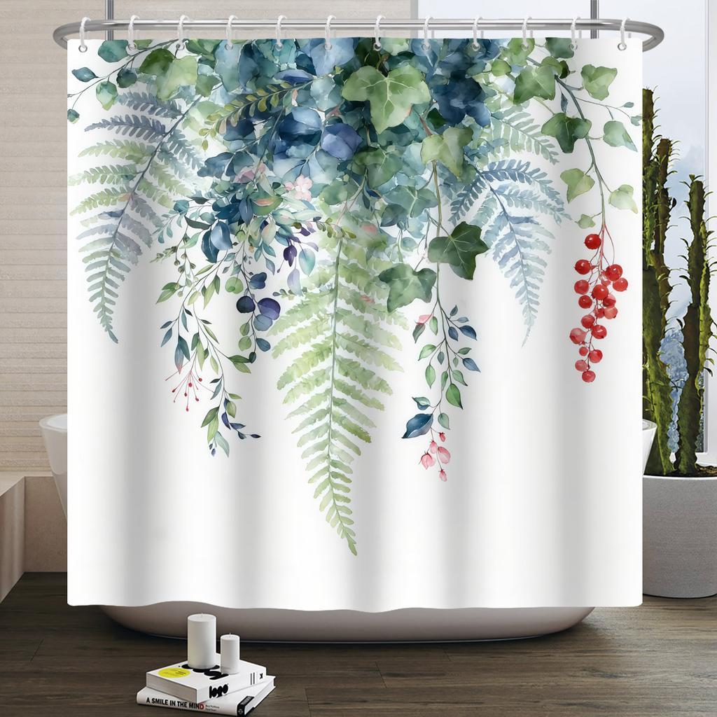 Fashion Modern Plant Shower Curtain Colorful Butterfly Flowers Shower Curtains Bathroom Decor Waterproof With 12 Hooks Curtains
