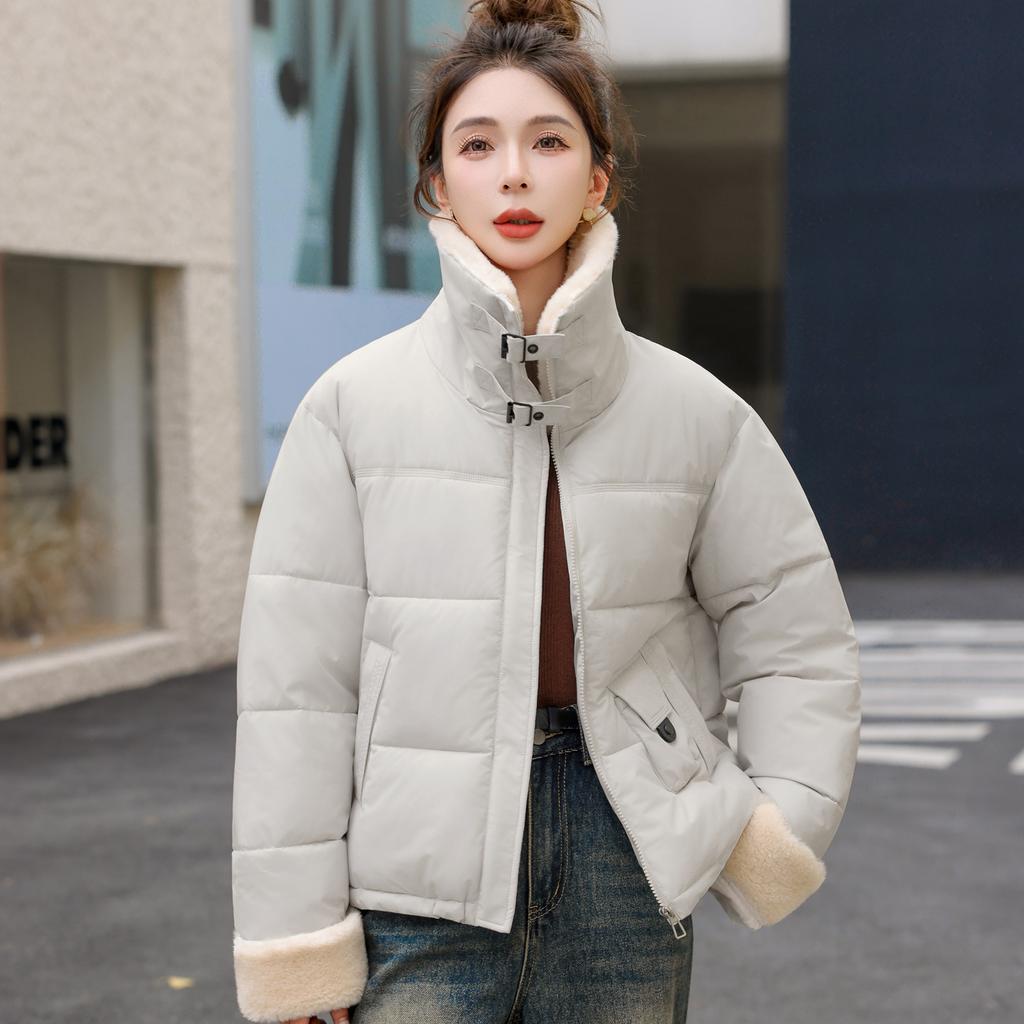 Lapel lamb down cotton clothes women's short winter new casual cotton-padded coat