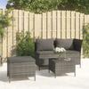 Vidaxl 3-Cz. Garden Lounge Set, Cushions, Grey PE Rattan