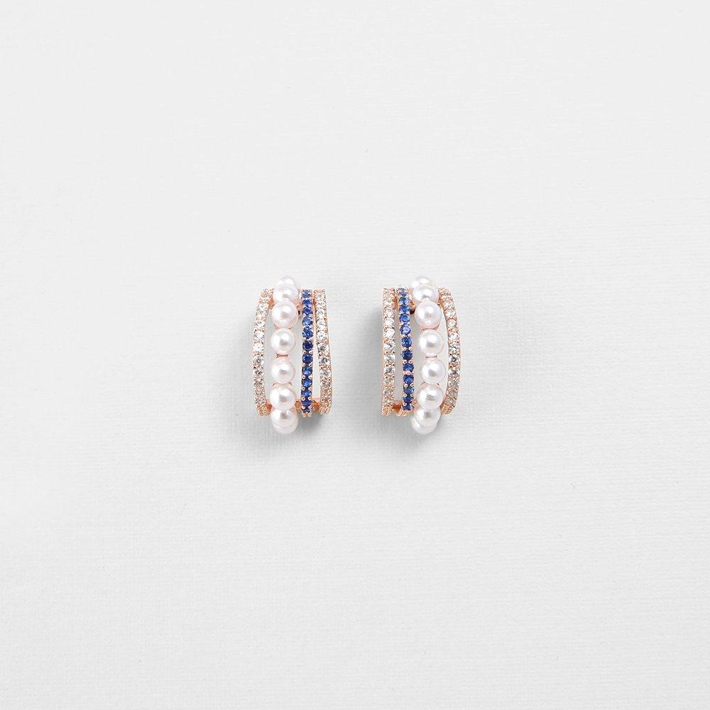 [Judy And Paul] Libero Triple Line Blue Sapphire Hoop Earrings E51514