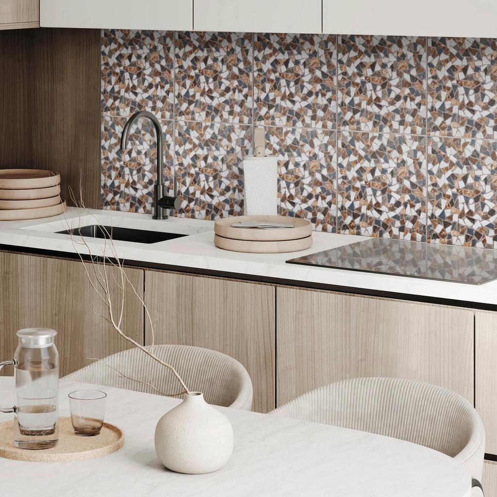 Vinyl Decoration With Print For Tool-Free Installation Mosaic With Different Shapes 6X60X30 Cm