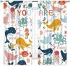 Ocean Kids Curtains, Sea World Underwater Fish Marine Animals Whale Shark Fish Quotes Inspirational Colorful Window Drapery for