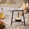 Ceramic Bowl Aromatherapy Stove Iron Base Metal Rack Essential Oil Burner Romantic Hollow Out Tealight Holder Spa Meditation