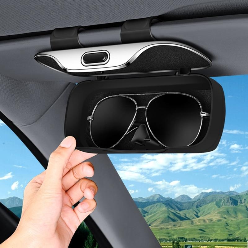 Car Sun Sunvisor Clip Holder for Sunglasses Clamp Design No Tools Needed Secure Grip Antislip Pad Large Capacity Organiz