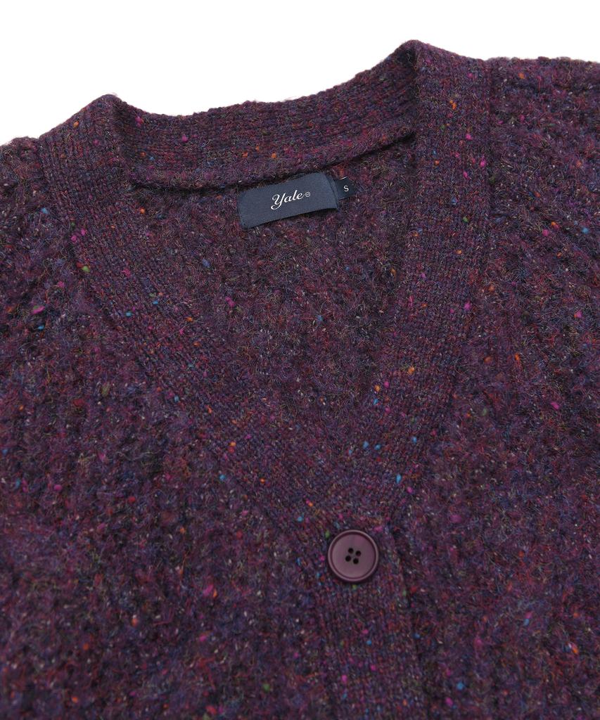 Yale Women'S Nep Yarn Big Cable Cardigan_Purple