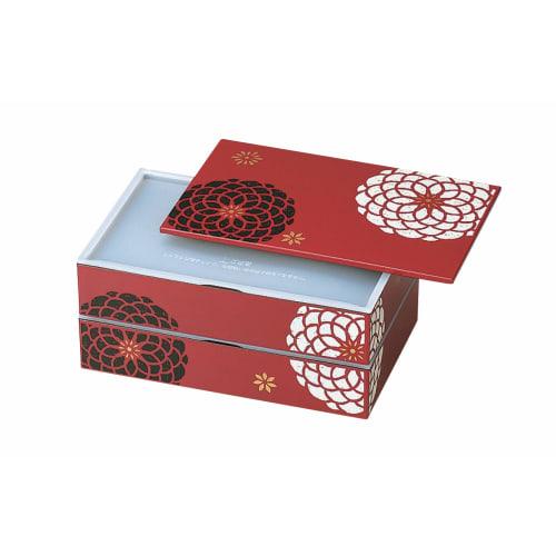 HAKOYA Square Two-Tier Lunch Box, Red, Hyakka, 51587
