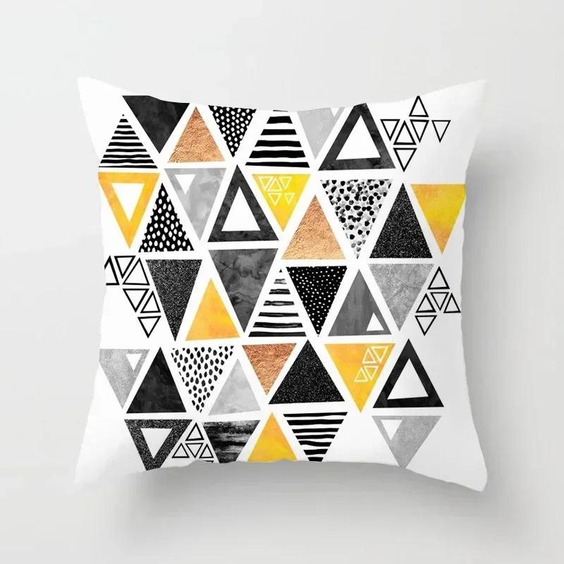 Yellow Orange Brown Abstract Art Cushion Covers Geometric Plants Sunrise Woman Portrait Painting Decoration Pillow Case 45x45cm